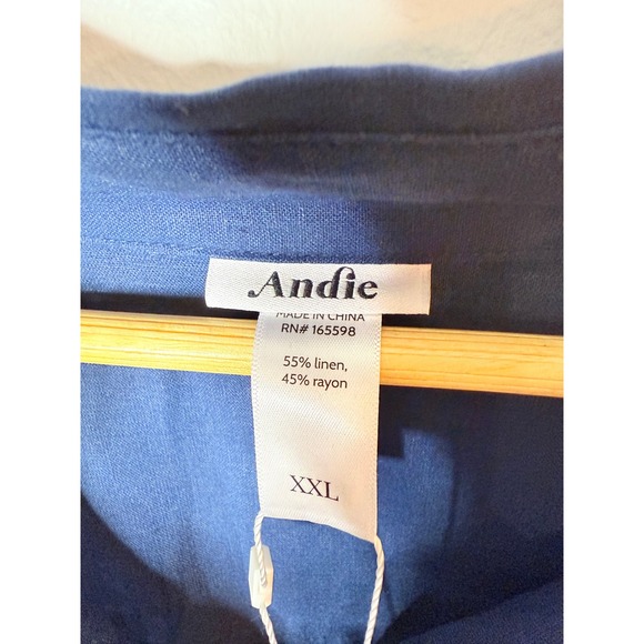 Andie The Corvo Linen Button Up Coverup with Belt, Navy Midnight XXL NWT‎ - Picture 4 of 6